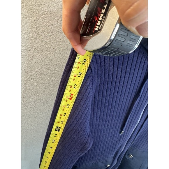 L-RL Ralph Lauren Active Womens Full Zip Ribbed Hooded Navy SweaterJacket Size M - Picture 6 of 10